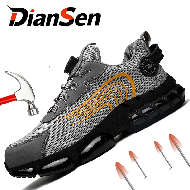 Lightweight Breathable Sneakers Men Steel Toe Boots Anti-Drop Work Shoes Anti-smash Safety Shoes All-Season Casual Footwear