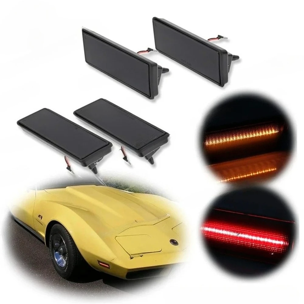 

Автомобильные светодиодные передние/задние габаритные огни поворота для Chevy Corvette C3 1974-1979, фонарь на крыло, янтарный, красный, белый