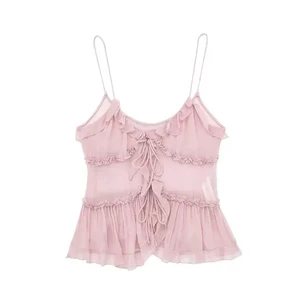 Önde fırfırlı, bağlı, yarı şeffaf, ince askılı, kadın modası TRAFFİC-Top kadın seksi sırtı açık Estonada kadınlar yarışının en iyi 10 satışı - №8