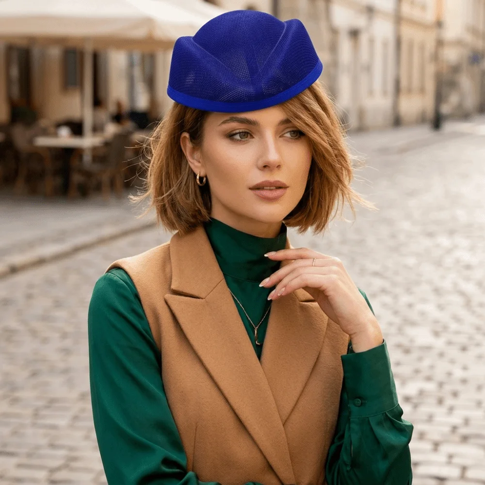 New Linen Fascinator Hat Base Plain Base Opera Headpiece Millinery Base Hat Versatile Flight Attendant Hat For Stewardess