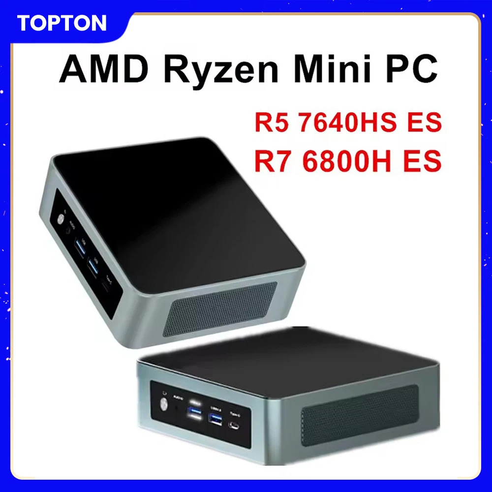 Мини-ПК Topton AMD для геймеров Ryzen 7 8845HS ES 5 7640HS ES, 2xDDR5, 2xLAN, NVMe, USB4, Windows 11 Pro, настольный мини-компьютер для офиса, WiFi6E