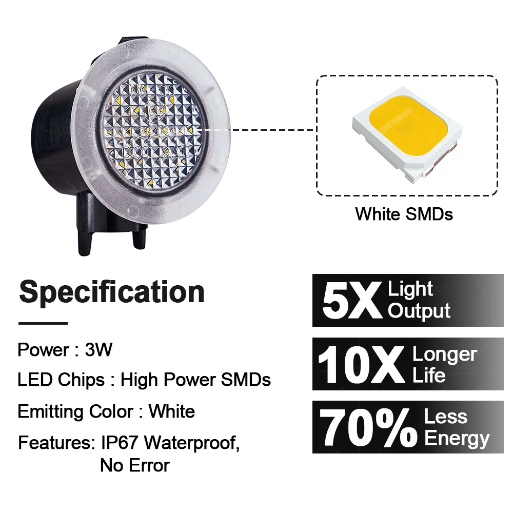 2 Pcs LED 미러 웅덩이 조명 아래 Volvo XC60 2009 2010 2011 2012 2013 2014 2015 2016 2017 미러 램프 아래 썸네일 3