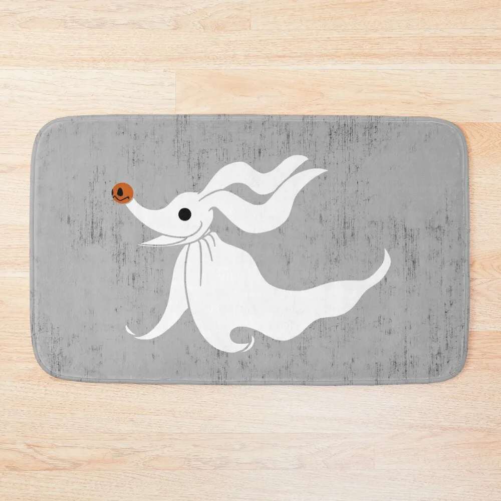 Zero - Nightmare Before Christmas, Skellington, Pumpkin King, White, Grin, Evil, Halloween, Christmas, Finkelstein, Dog Bath Mat