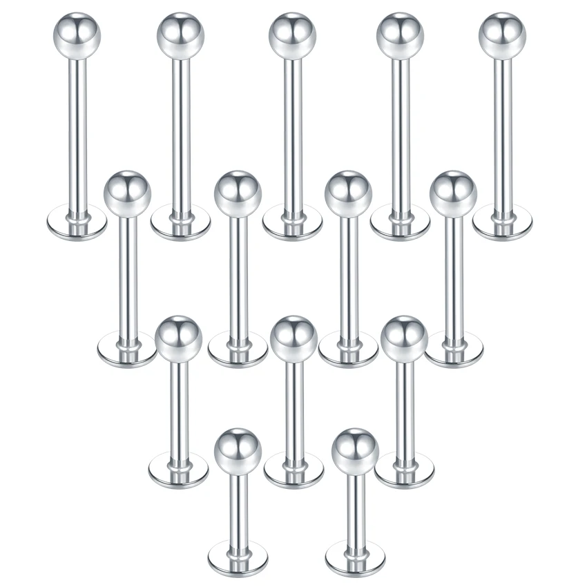 100Pcs/lot Stainless Steel Labret Ring Lip Piercing Ear Cartilage Tragus Earrings for Women Helix Piercing Body Jewelry 16G