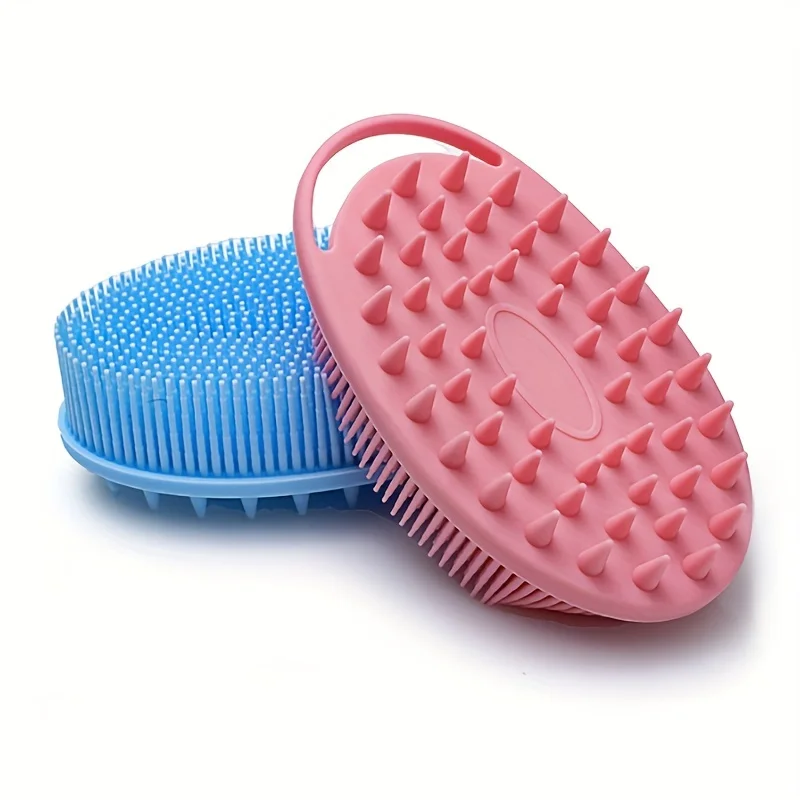 2-in-1 shower shampoo brush, shower silicone body scrub, exfoliating body brush, high-quality silicone loofah, scalp massag