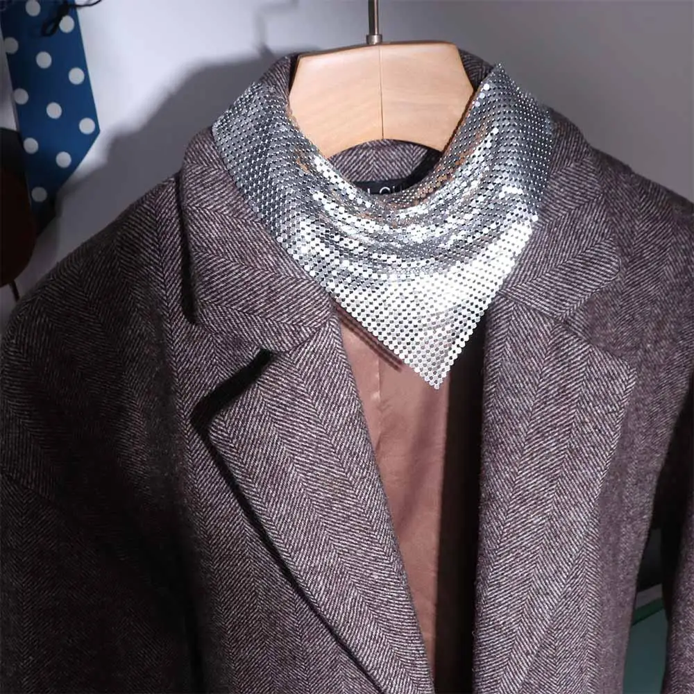 خمر المعادن الثلاثي وشاح سلسلة المختنق التألق ليوبارد طباعة قلادة الترتر الجمالية انفصال طوق تراكب #2