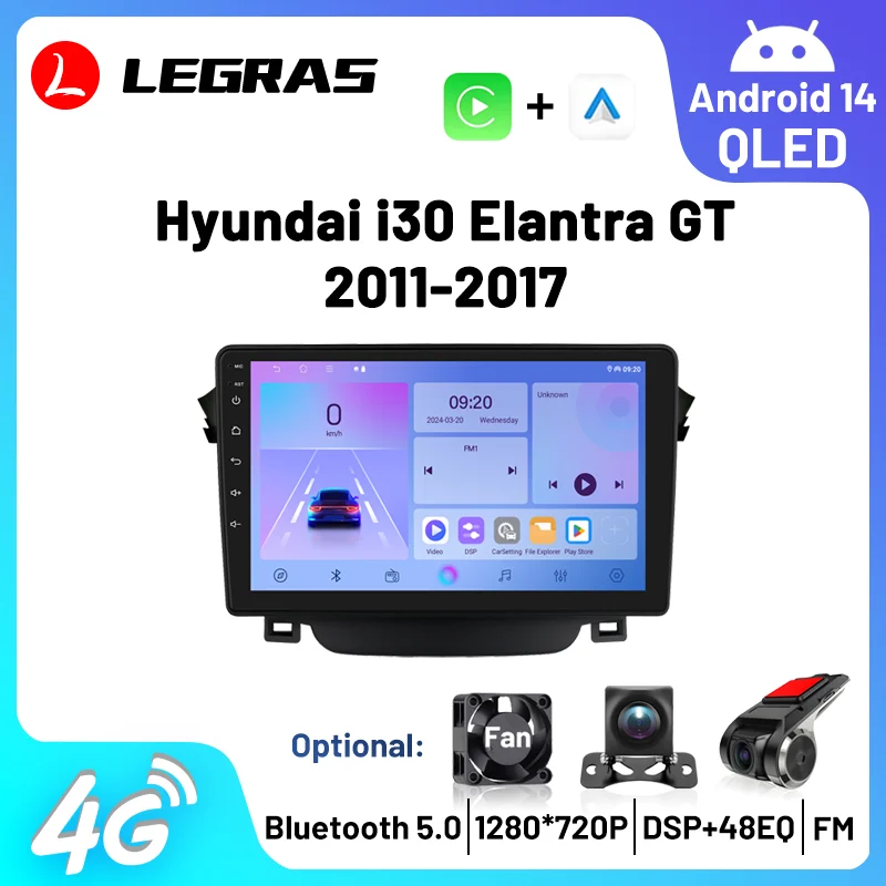 

Wireless Carplay Android Auto Car Bluetooth Radio GPS Navi FM DSP Multimedia Stereo Player for Hyundai I30 Elantra GT 2011-2017
