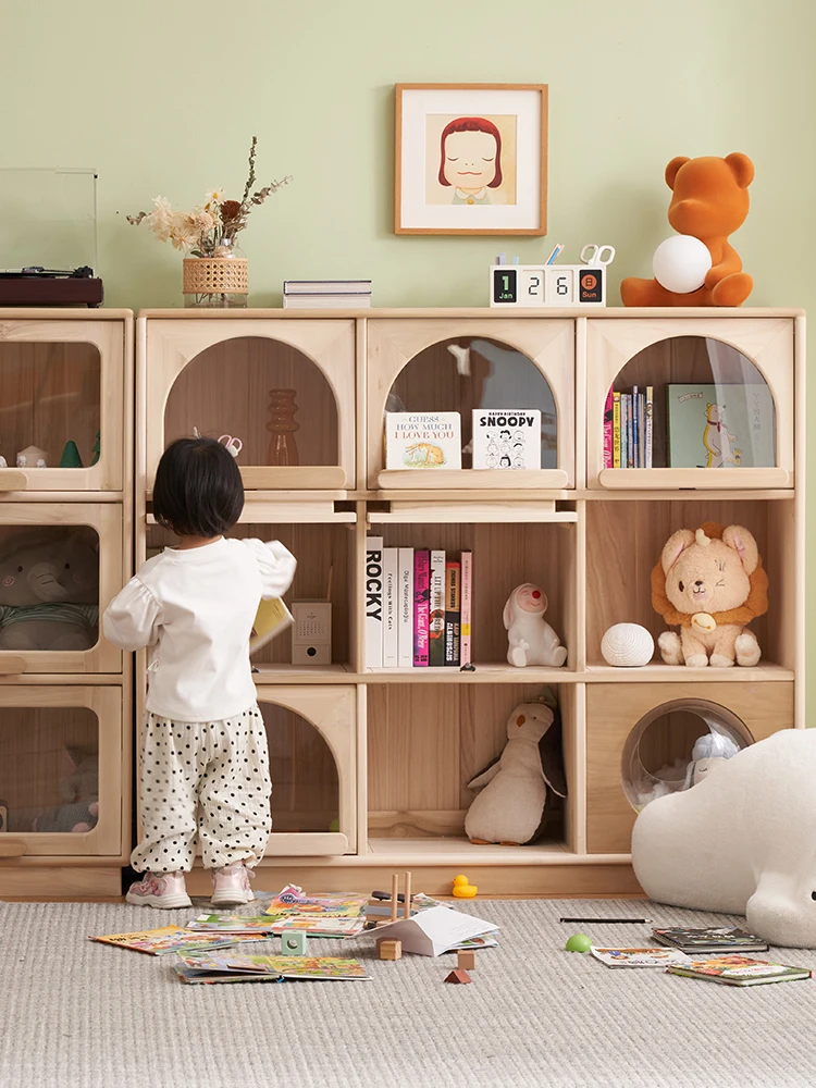 Rak Penyimpanan Anak Kayu Solid Rak Rumah Tangga Rak Penyimpanan Mainan Anak