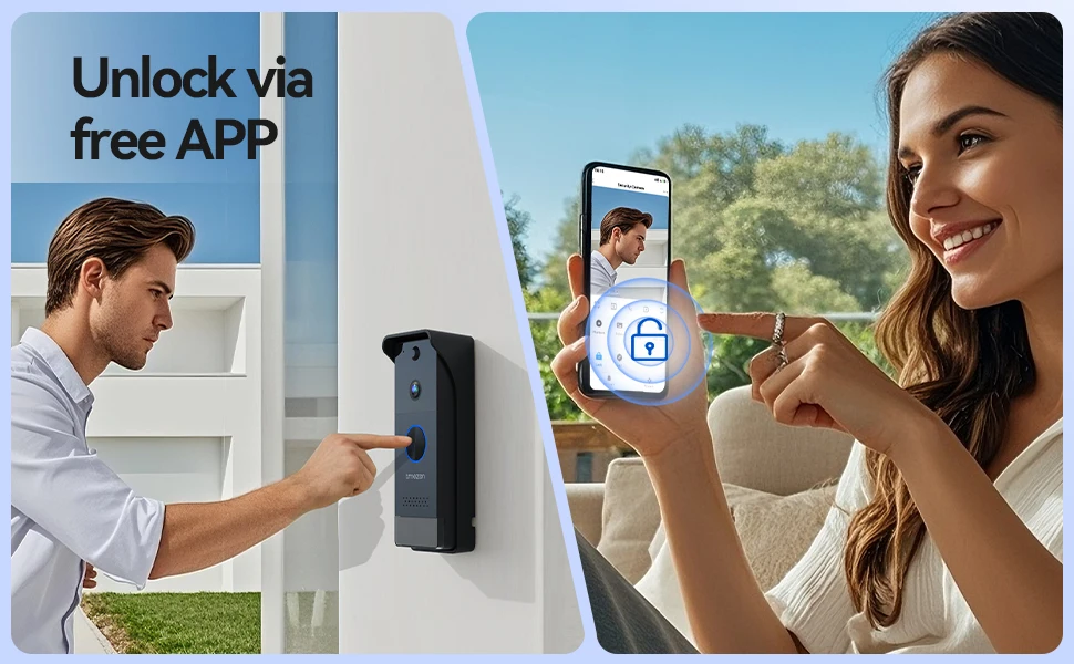 TMEZON Solarbetriebenes, kabelloses WLAN-Videotürsprechsystem für die Sicherheit zu Hause, 1080P-Intercom-System, 7-Zoll-Farb-Touchscreen-Monitor, Video-Türklingel mit Solarpanel, PIR-Bewegungserkennung, Fernentriegelung, 2,4/5G WLAN – Detail 2