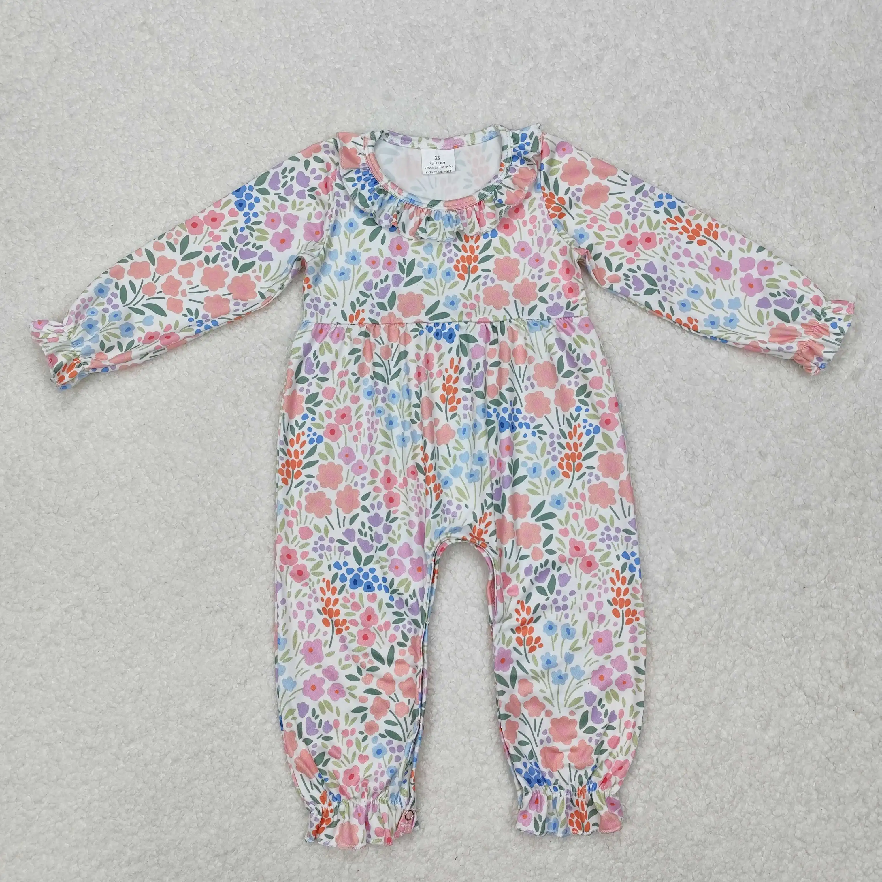 

Toddle baby girl long sleeve floral romper wholesale kids boutique clothes factory price toddle romper