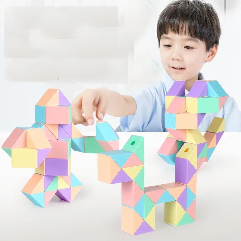 Magic Aturan lipat mainan anak-anak pendidikan penghilang stres kubus ular kubus putar berubah bentuk mainan Puzzle anak untuk anak-anak