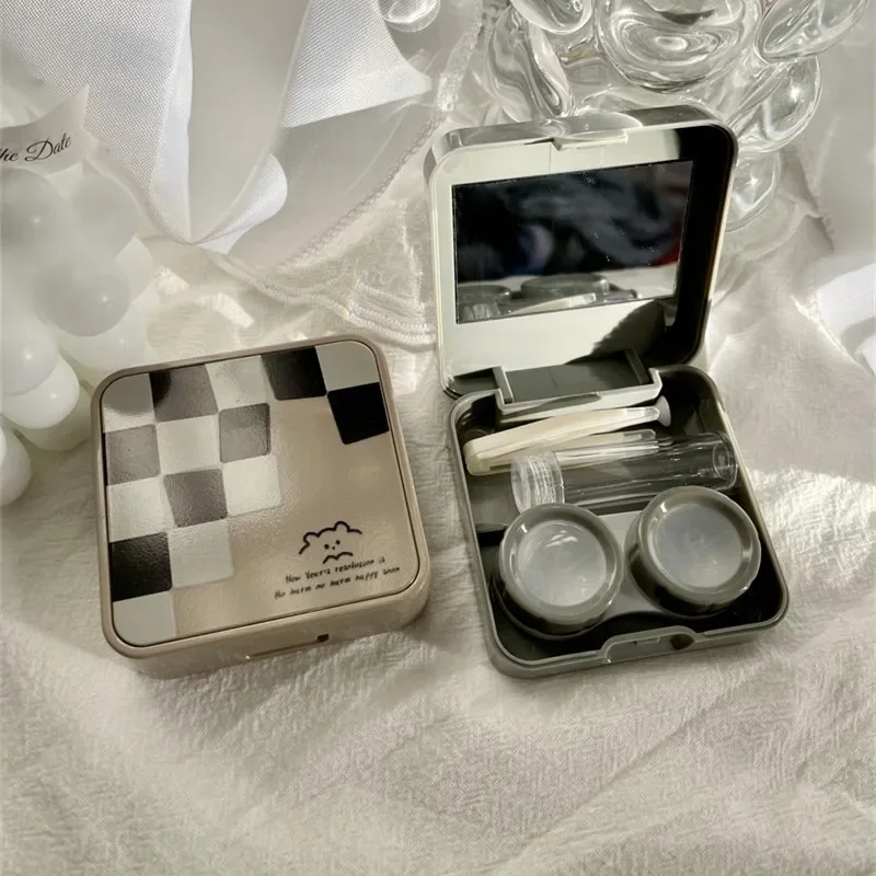 2pc New Contact Lenses Case Travel Lens Box Set with Mirror Eye Lenses Holder Container Portable Contacts Lens Case