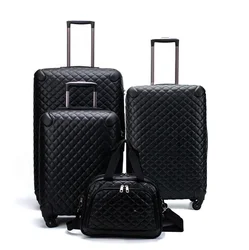 PU custom trolley spinner luggage bag 4 sets travel suitcase sets 20 24 28 trolley luggage bag sets