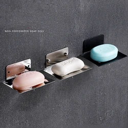 Bathroom Stainless Steel Soap Dish Free-Punching Wall Mounted Soap Sponge Holder Organizer Accessories Kitchen Soap Holder