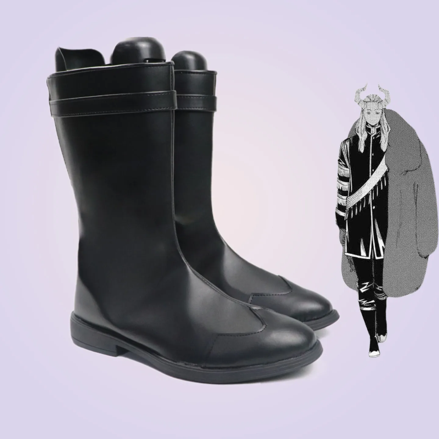 Anime Frieren: Beyond Journey's End Macht Cosplay Shoes Black Short PU Leather Boots For Halloween Carnival