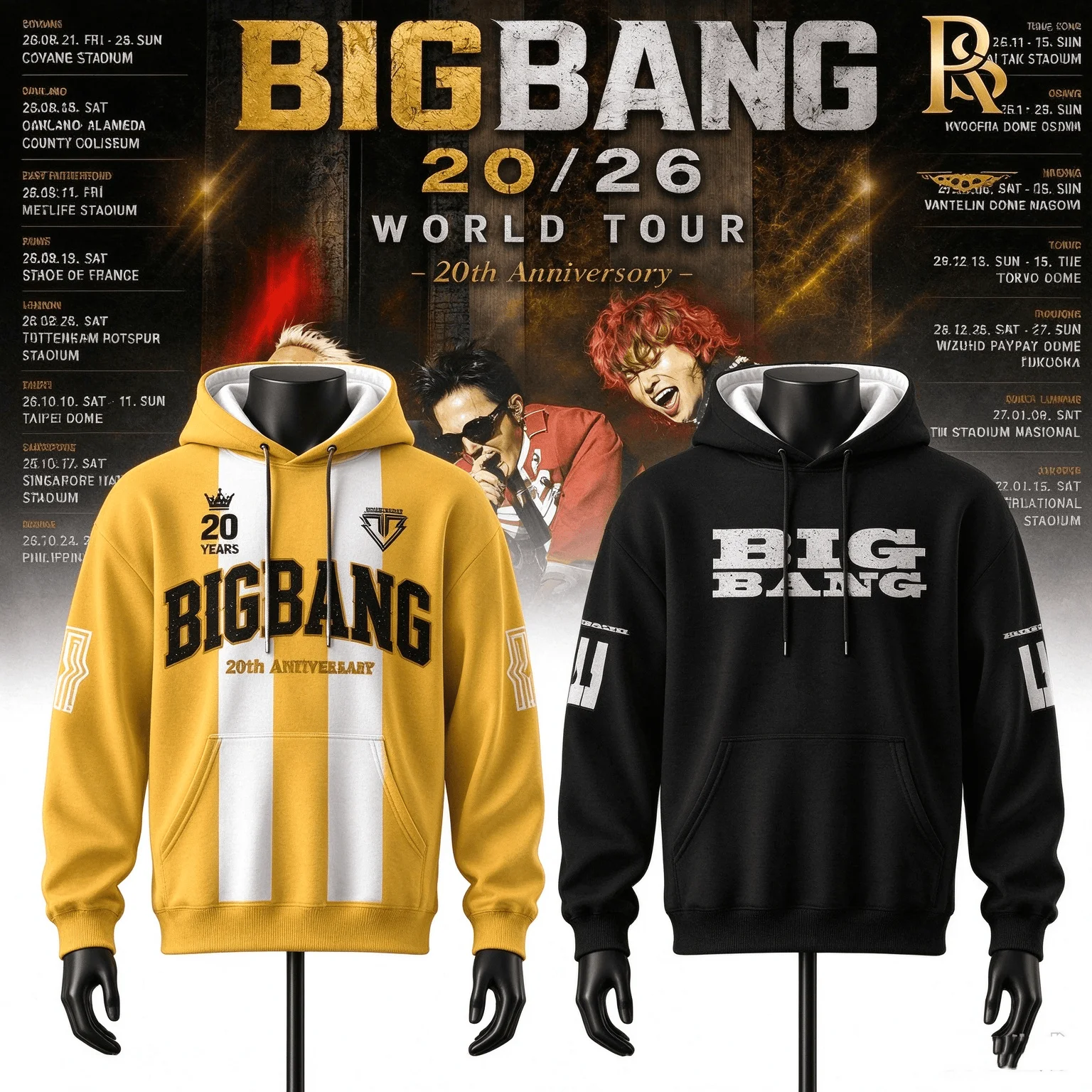 Kpop Big Bang 20th Anniversary World Concert Tour Hoodies for Women Fans' Peripheral Gifts Oversized Y2K Couple Sweatshirts