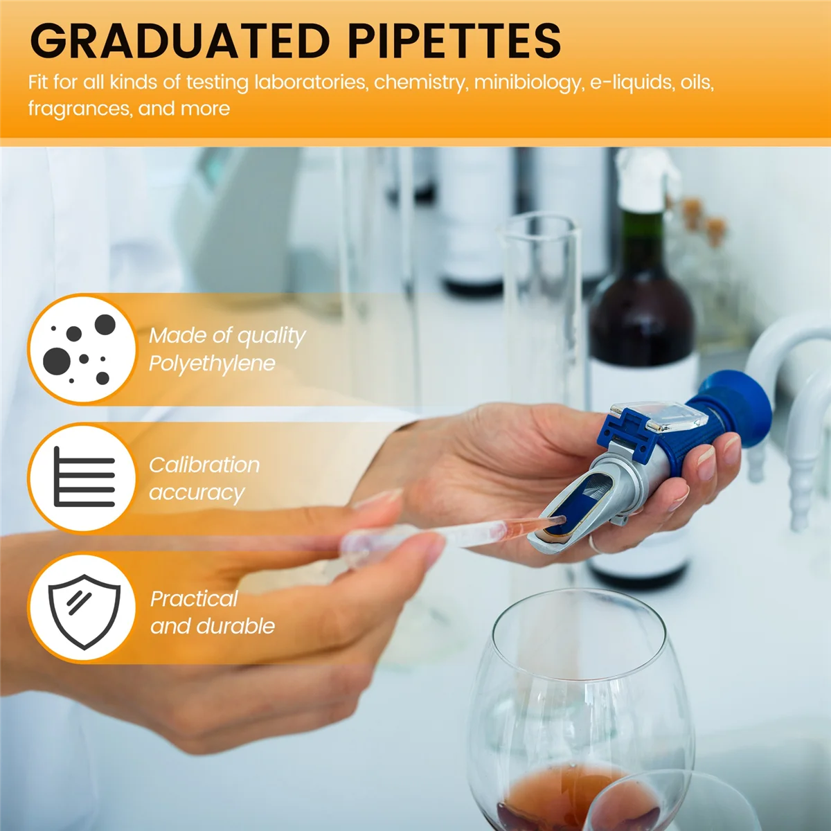 ปิเปตที่สําเร็จการศึกษา 100 ชิ้นหยดเอทิลีน (0.5 มล.)