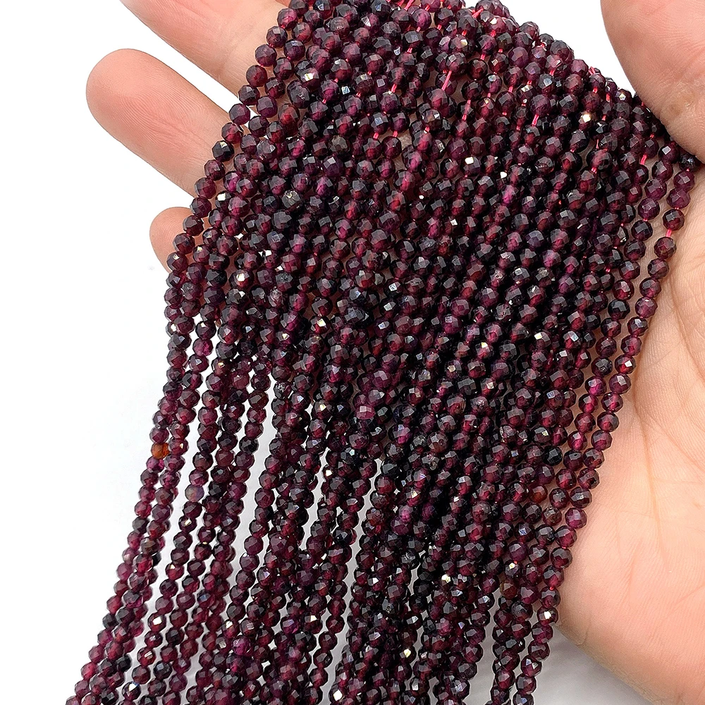 

Natural Stone Red Garnet Faceted Semi Precious Stones 2mm 3mm 4mm Beads For Jewelry Making DIY Necklace Bracelet Earring