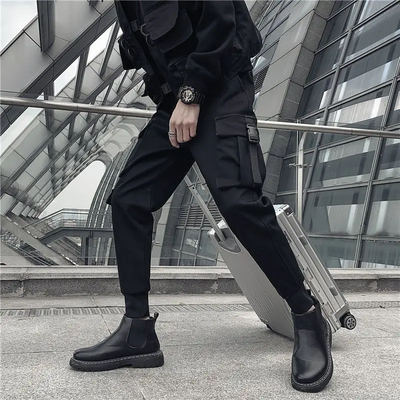 Cargo Pants For Men Sports Joggers Trousers Man Stacked Black Autumn With Chic Elegant Aesthetic Vintage Fashion Street Y2k Emo