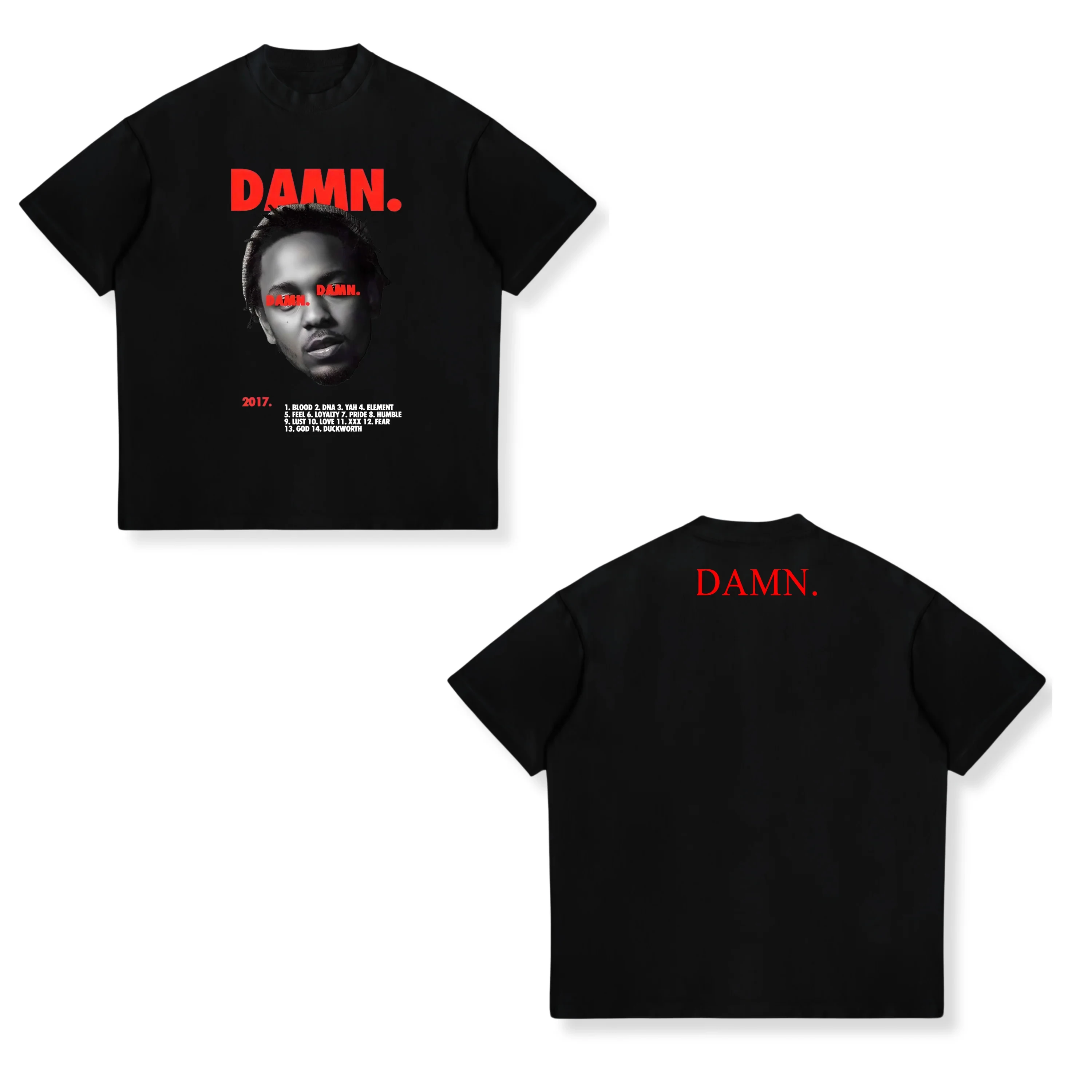 Rapper Kendrick Lamar DAMN Same Graphics T Shirt Summer Men Women Fashion Hip Hop Oversized T-Shirts Men's Vintage Cotton Tshirt