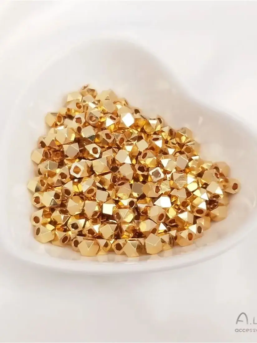 

14K Gold Coated Cut Corner Beads, Polygonal Cut Scattered Beads, Handmade Beading Materials, Headgear Accessories, C206