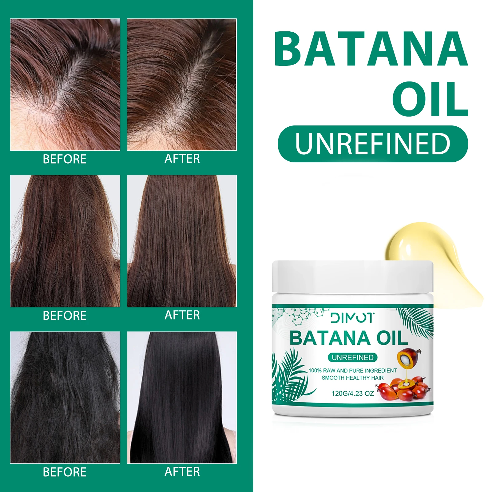 

DIMOT 120 г маска для волос с маслом Батана, глубоко укрепление, восстановление сухих поврежденных вьющихся волос, питательный, предотвращающий разрез кончиков волос, кондиционер для волос