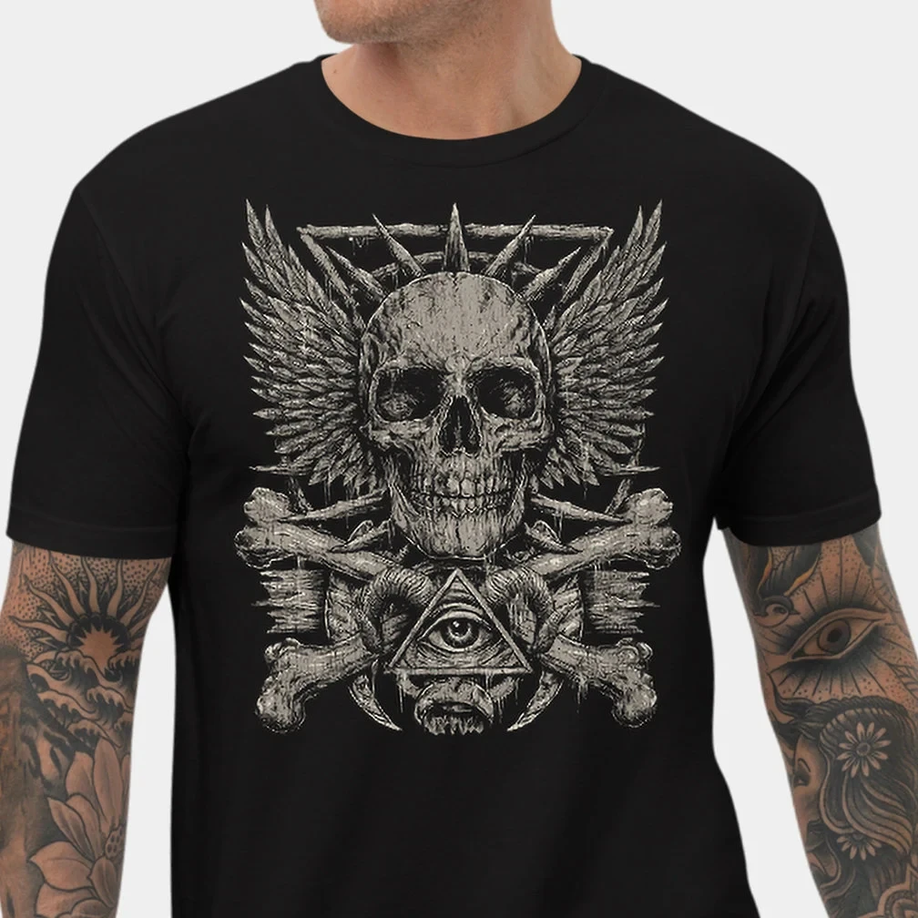 Chemise crâne |   SKULL THORNS T-Shirt à manches courtes t-shirts graphiques rétro Streetwear haute qualité col rond T-Shirt à manches courtes pour hommes