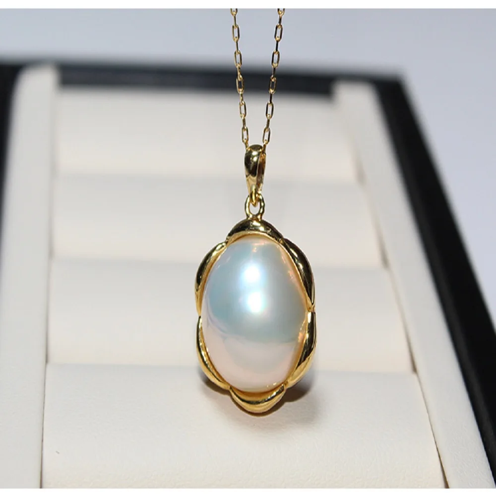 

New Pearl Pendant AAAA11-12mm Natural Japanese Round Pearl Pendant Necklace 18 inch 18k/AU750 Gold