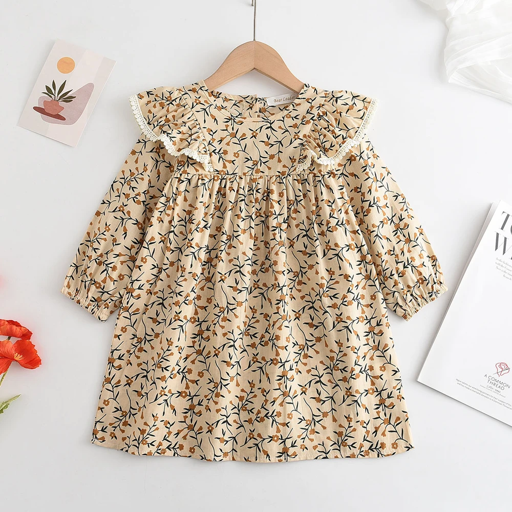 Melario Spring Autumn Kids Clothes Pastoral Baby Long-Sleeved Floral Doll Dresses Children Sweet Princess Girls Dress Vestidos