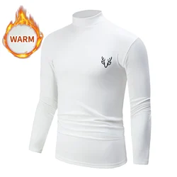 Autumn men's white basic bottoming small turtleneck shirt casual Joker fashion long sleeve T-shirt teenagers warm bottoming swea