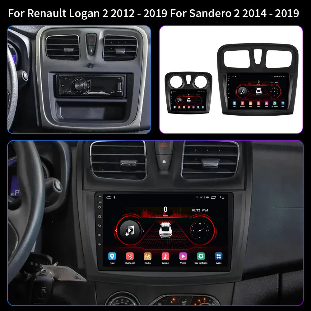 Android 12 Car Radio Multimedia Player For Renault Logan 2 Sandero 2 2012-2019 GPS 4G Carplay Stereo 2 Din DVD Head Unit WIFI