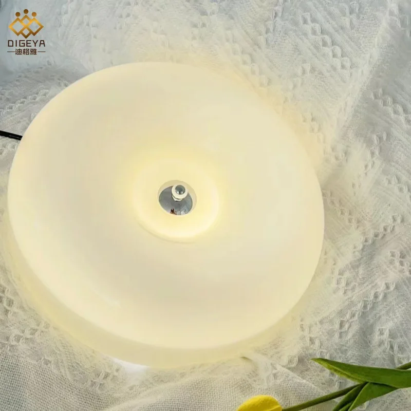 Nordic French Bauhaus Cream White Glass LED Ceiling Light Pudding Design for Kids Bedroom Balcony Lighting