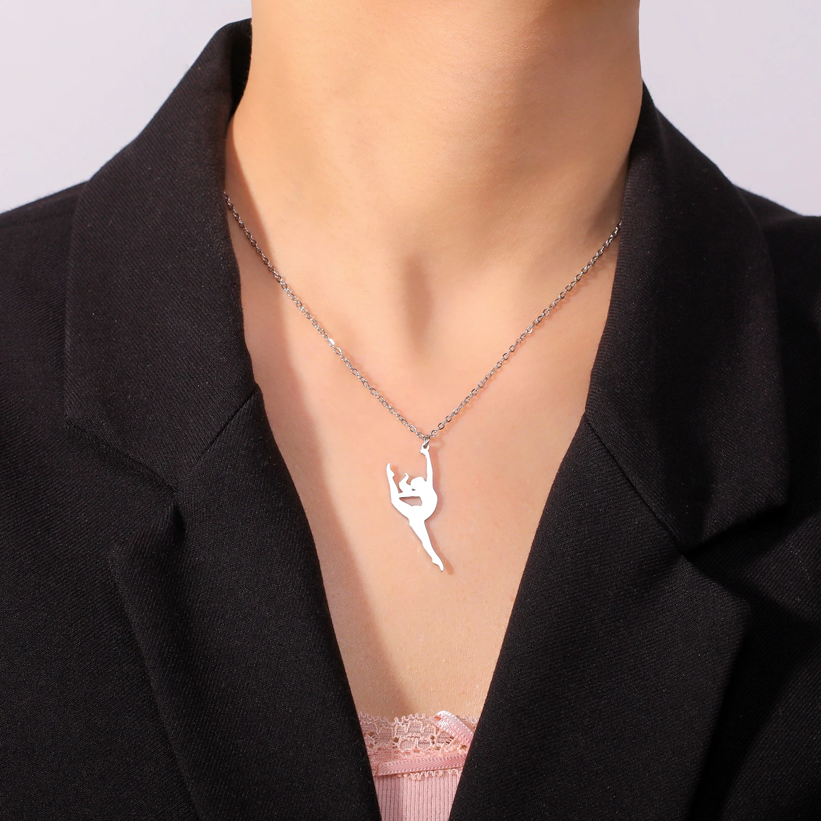 COOLTIME Halskette mit Anhänger für rhythmische Gymnastik, Edelstahl, Trend-Turnerin, Sport-Tänzerin-Halskette, Schmuck, Geschenk für Frauen – Detail 27