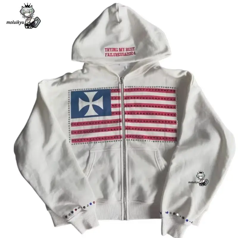 Autumn Winter New Girls Minimalist Design Color Collision Pattern Women Hooded Sweatshirt Harajuku Y2K Loose Zipper Sweatshirt