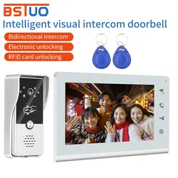 Interphone vidéo intelligent avec écran tactile, système d'interphone vidéo, sonnette avec caméra, téléphone de porte pour maison et appartement, sonnette visuelle, 7 pouces, 700TVL