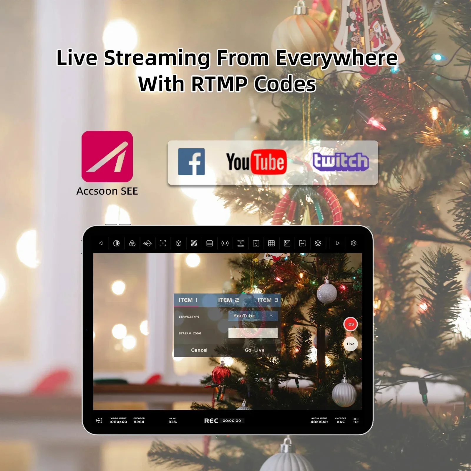 2025 Accsoon SeeMo HDMI إلى iOS USB-C مراقبة الفيديو آيفون آي باد 1080P @ 60fps إخراج الفيديو RTMP البث المباشر في الوقت الحقيقي