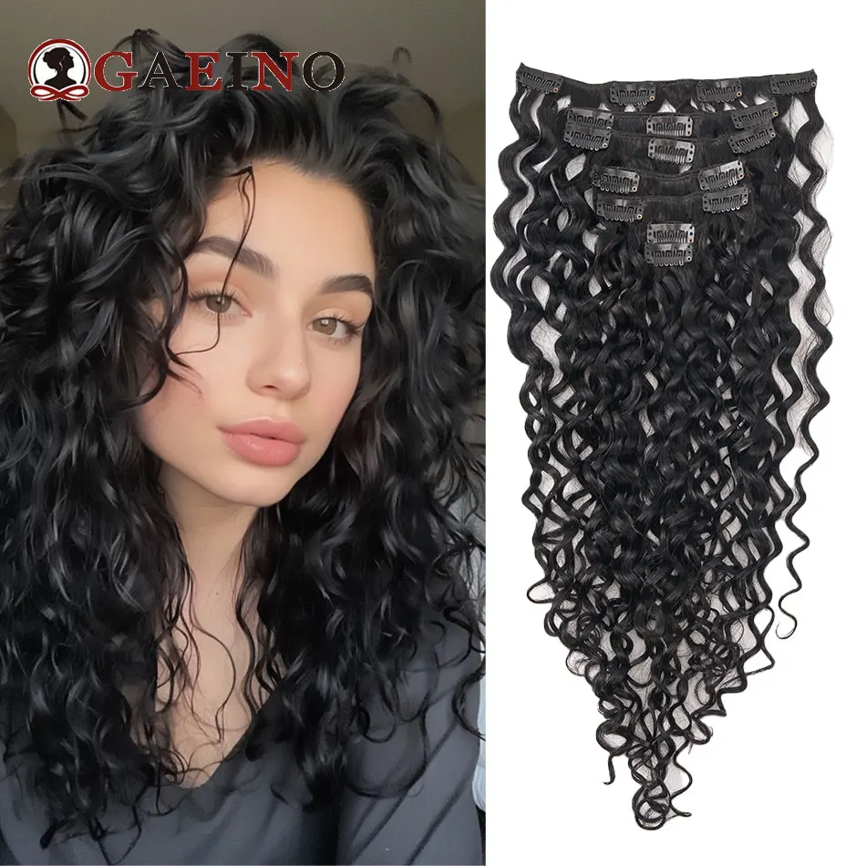 

12A человеческие волосы, волнистые заколки для наращивания волос, бразильские заколки, 7 шт./компл., натуральный черный цвет, заколки для волос Remy, 14-24 дюйма