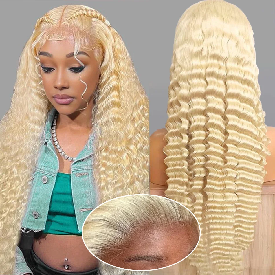 

613 Hd Lace Frontal Wig 13X6 Blonde Human Lace Front Wig Body Wave Human Hair Wigs Brazilian Hair For Women 30 Inch 220 Density