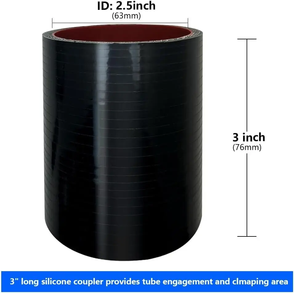 العالمي 2.5 بوصة مستقيم سيليكون مقرنة خرطوم الأنابيب + T-المشبك لتوصيل مستقيم كمية أنابيب المبرد أنابيب أحمر-أسود #2