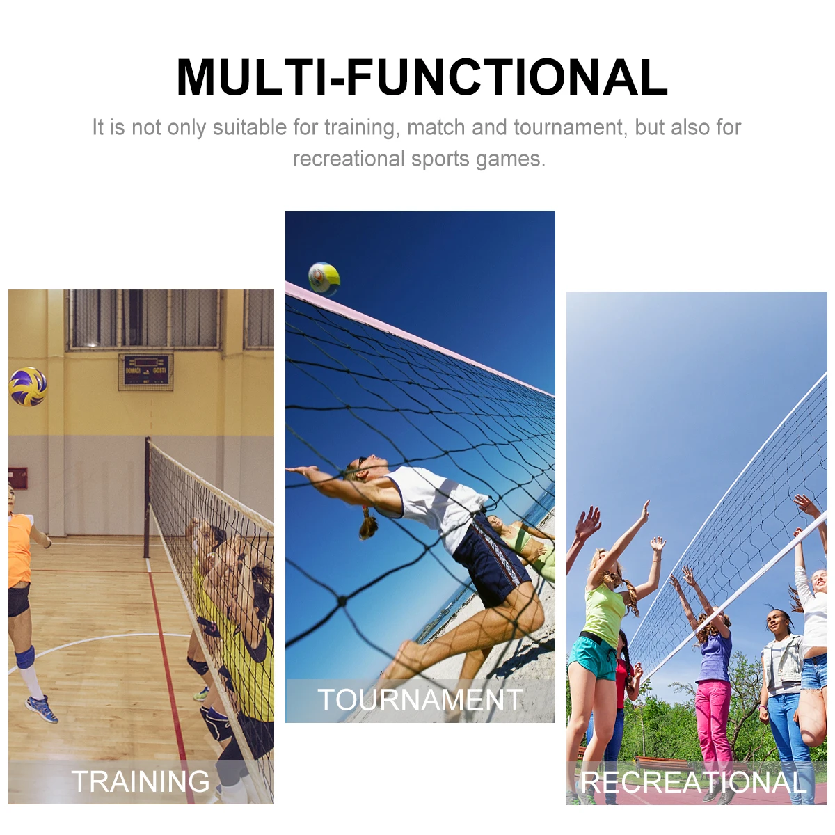 

1pc Standard Volleyball Net High-Quality Pe Durable Lightweight Foldable For Outdoor Indoor Training Competition Match