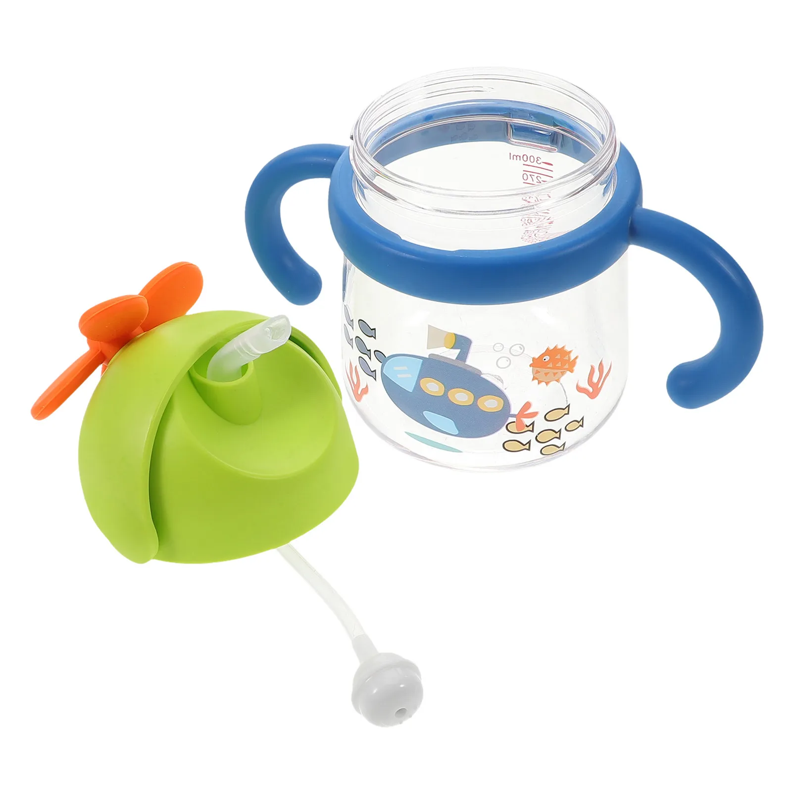 Toddler Spill Proof Cups Navy Blue No Leak Straw Kids Cup with Lid for Infants Toddlers Baby Drinking Cup Kindergarten