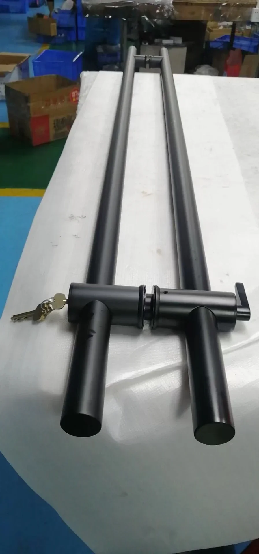 Stainless steel handle with lock -- available in length, finish and colour for a wide range of doors