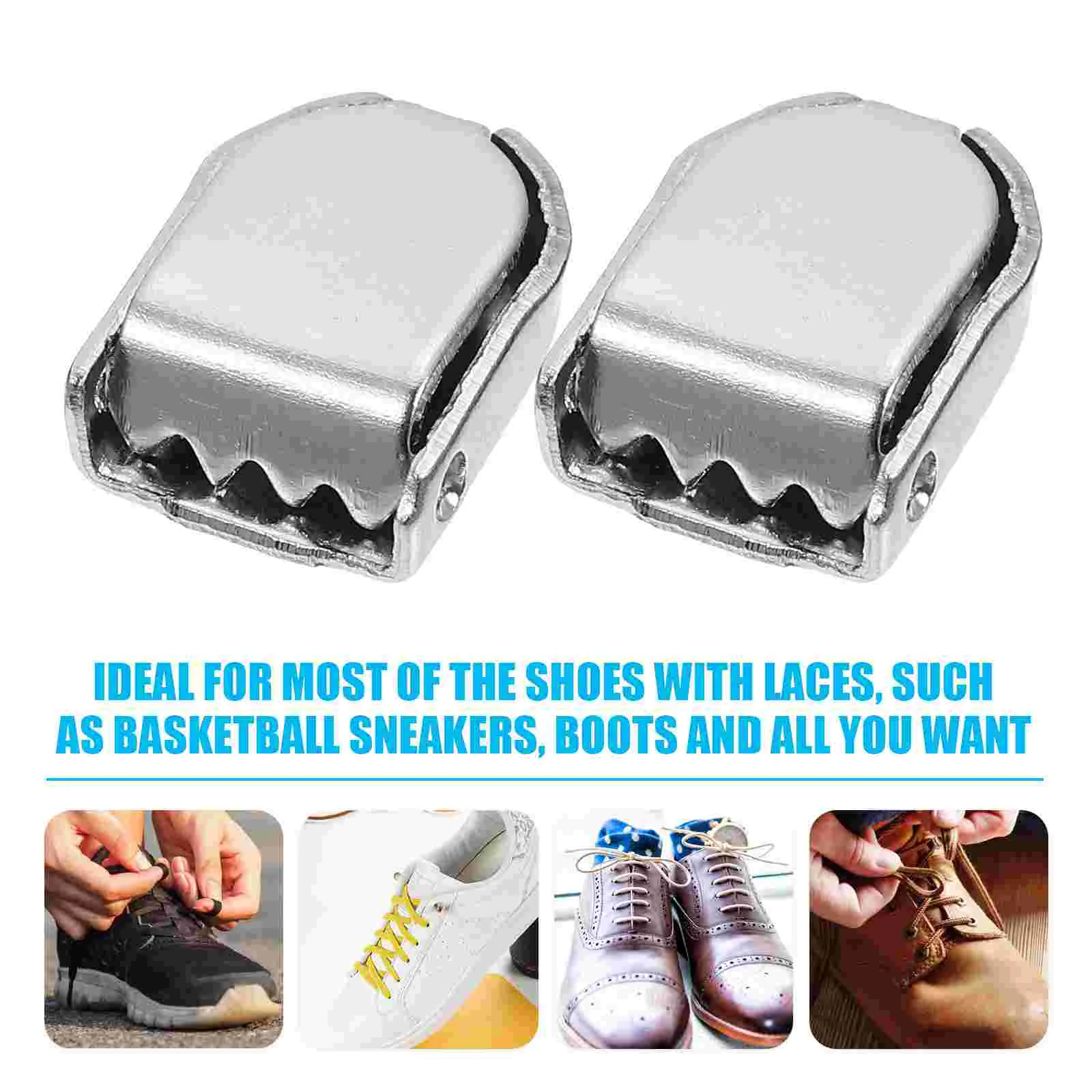 Metal Lock Buckles para Gym Shoes, cadarços, White Tail Buckles, 100PCs