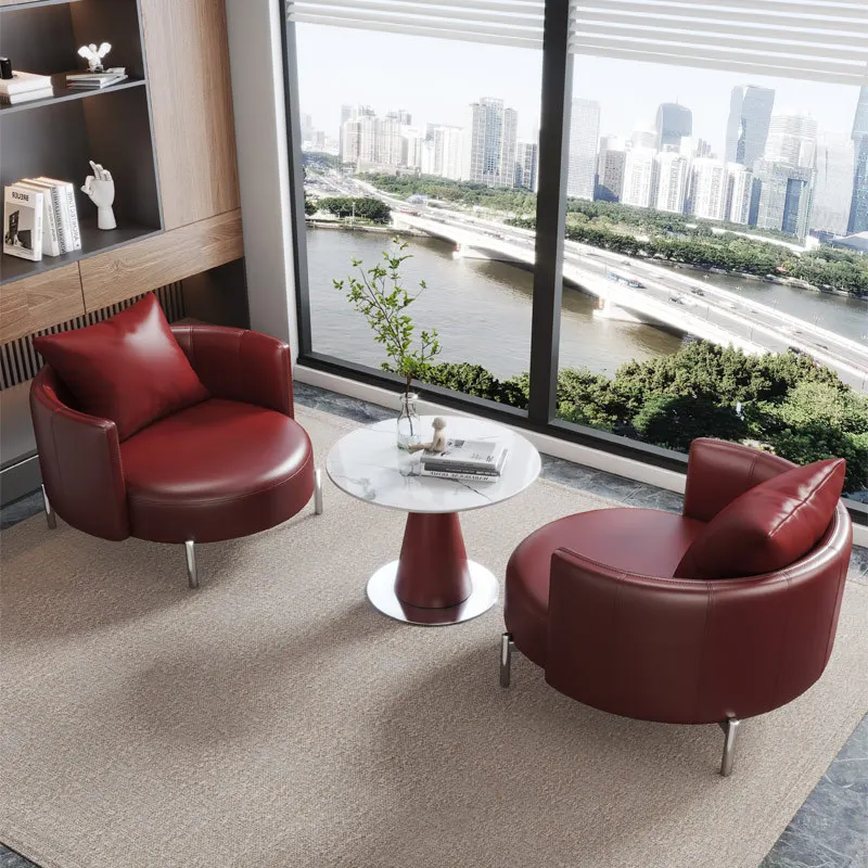 DSA light luxury black leather art single sofa chair group sales office hotel reception area meeting customers negotiation