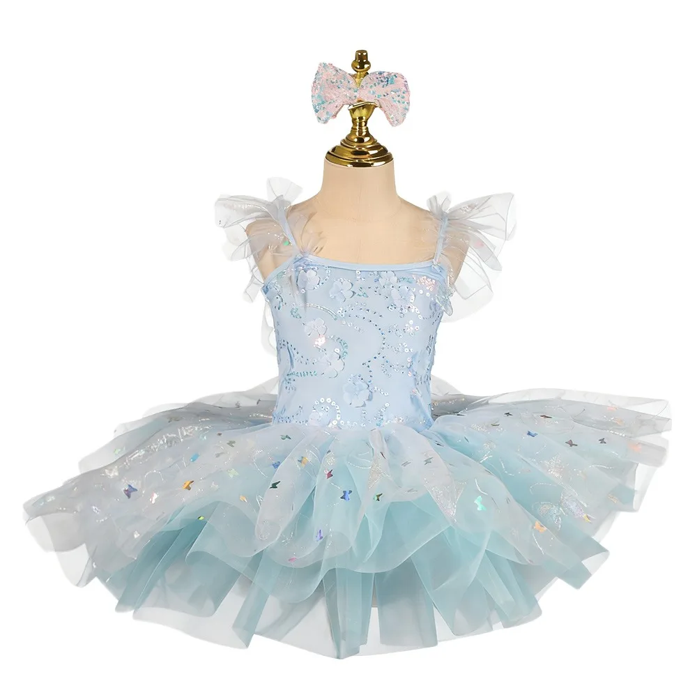 

Модное балетное платье с блестками и цветами, пышная одежда для выступлений, современное праздничное платье, платье принцессы для танцев