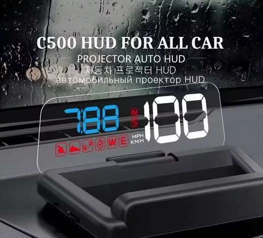 

PortableC500 OBD2 HUD с зеркальной проекцией, цифровой проекционный дисплей, скорость автомобиля, KM/H, MPH проектор, бортовой компьютер, пробег топлива