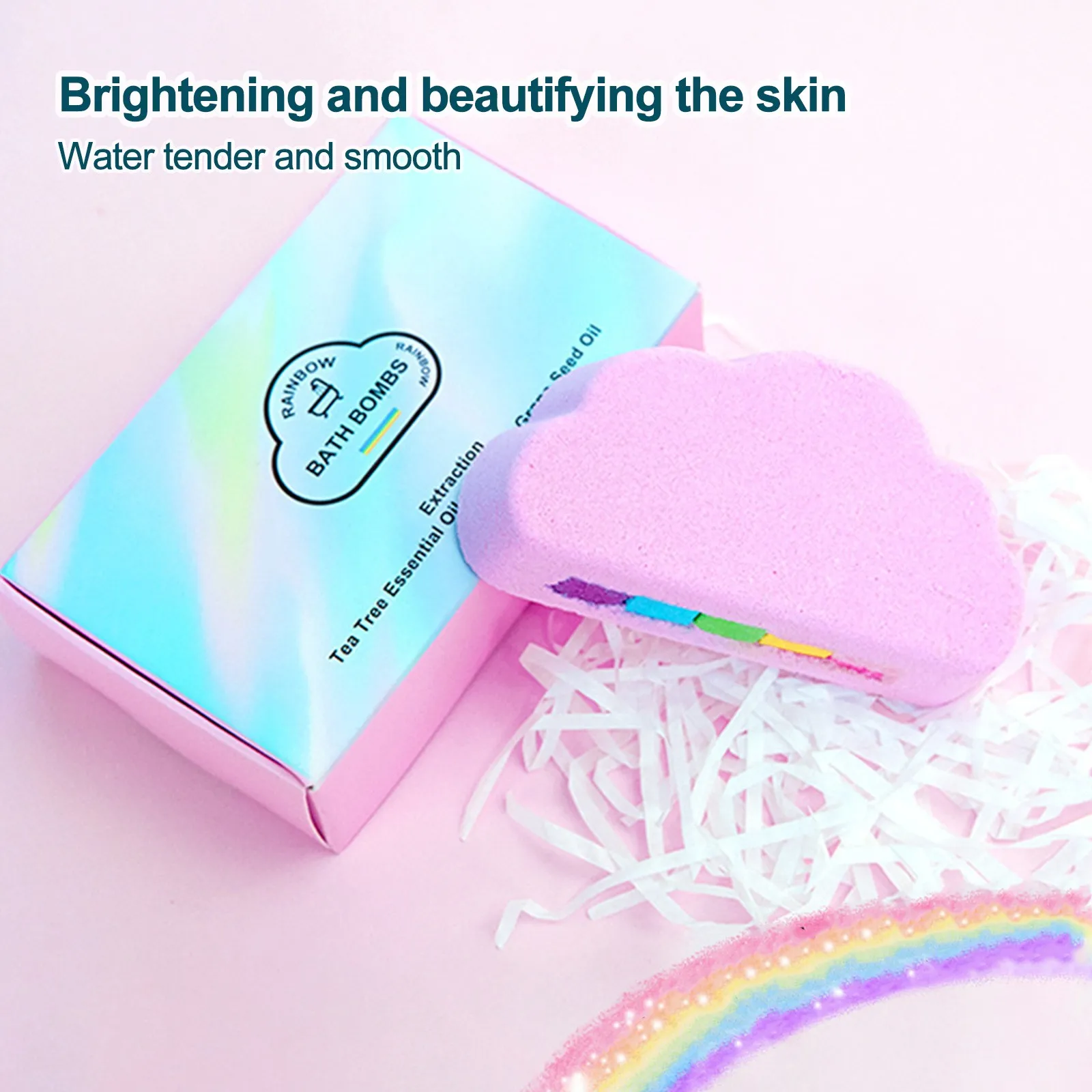 Rainbow Cloud Bath Bomb Useful Exfoliating Moisturize Colorful Sea Salt Bath Salt Ball Natural Handmade Dry Skin Massage Brush