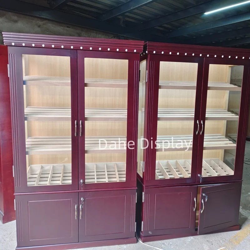 

custom.High Quality Smoke Shop Showcase Cigar Cabinet Spanish Cedar Wood Humidors with Humidifier