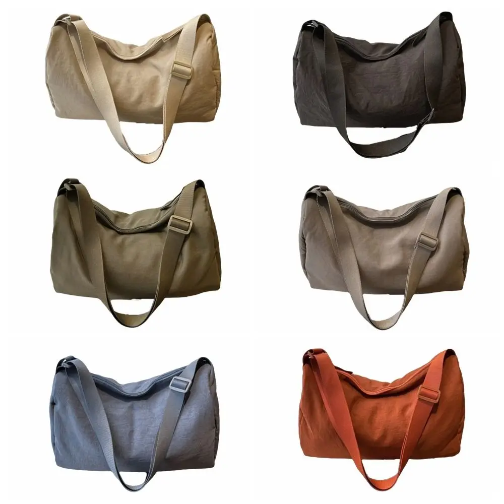 حقيبة كتف متعددة الاستخدامات على الطراز الياباني، سعة كبيرة، لون سادة، حقيبة كروس بسيطة، حقيبة هاراجوكو خفيفة الوزن من القماش