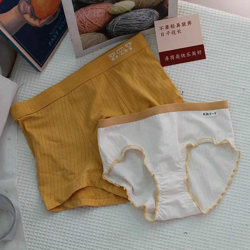 Couple Underwear Cute Low Waist Panties Sexy Underwear Breathable Comfortable Men Boxer Briefs Boyfriend Girlfriend Underpants